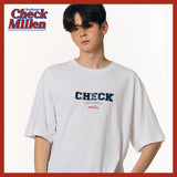チェックパターンレタリングハーフTシャツ / Check pattern Lettering Half T-Shirt