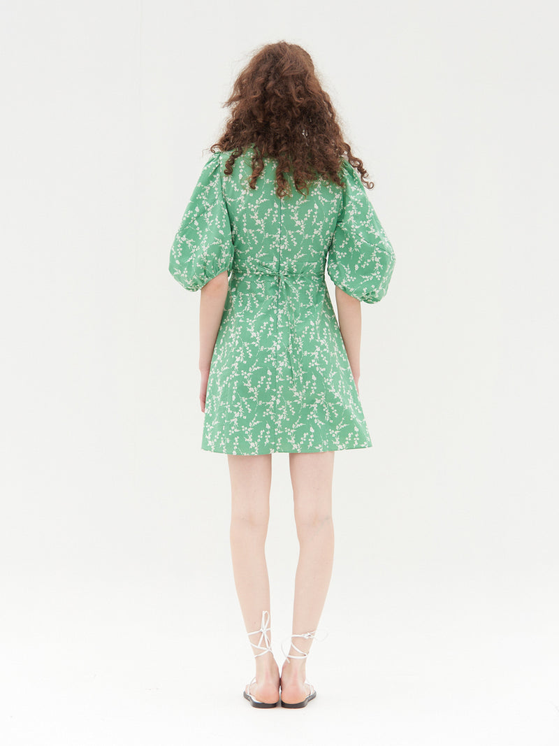 PUFF SLEEVES V NECK ONEPIECE_LIGHT GREEN (6580887519350)