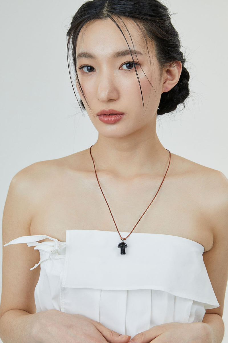 オニキスマッシュルームネックレス / Onyx mushroom necklace
