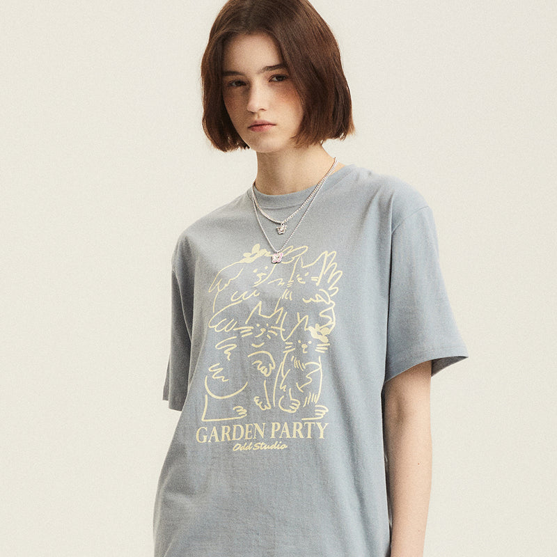 ガーデンパーティー図面Tシャツ/ Garden Party Drawing T-shirt - 5COLOR