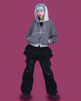 BB boxey striped hood zip-up (2color)