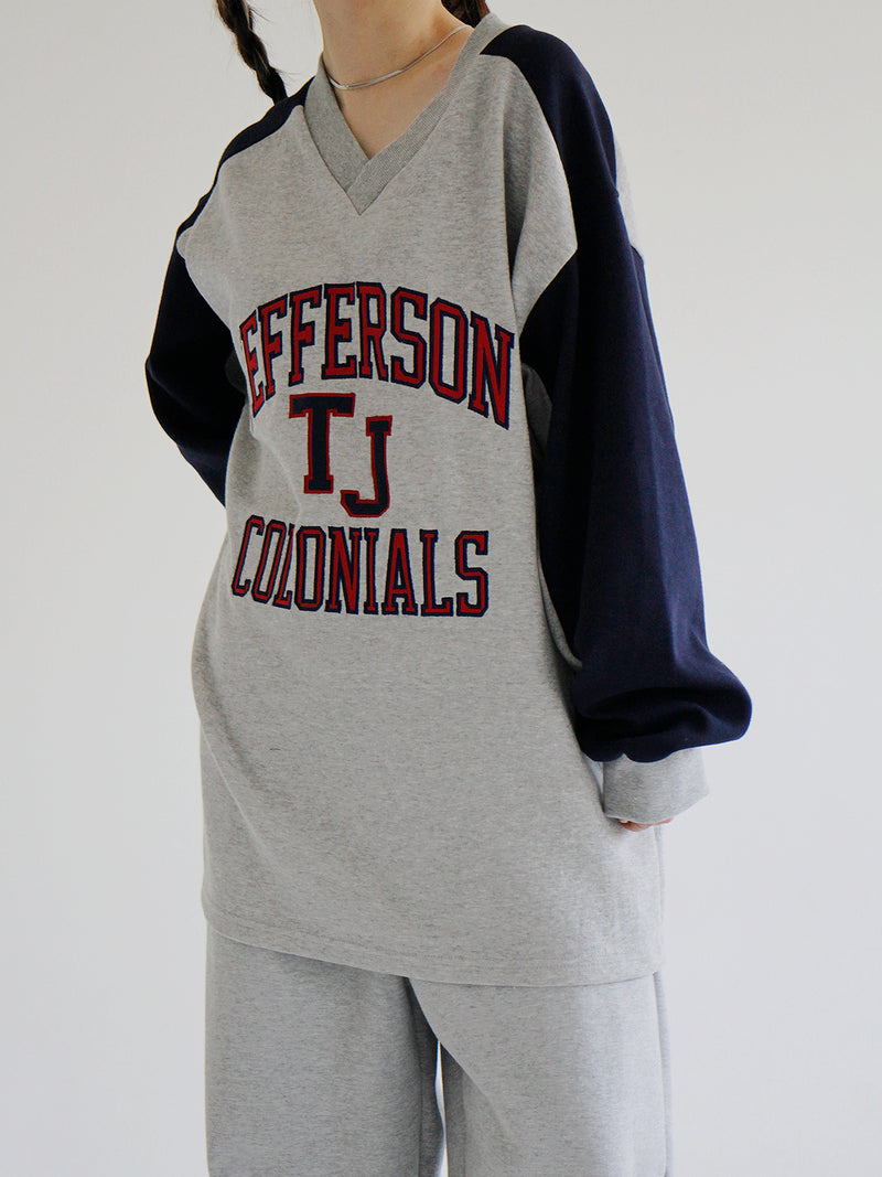 JeffersonVネックスウェットシャツ/Jefferson V-Neck Sweatshirt (2color)ね