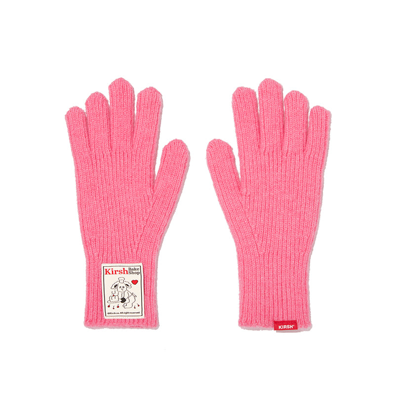 CHERRY HOLIDAY KNIT FINGER HOLE GLOVES [PINK]