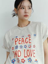 Peace and love short sleeve T-shirts heather ivory (6594389508214)