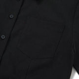 Crop Lace-Up Ribbon Shirt [BLACK] (6618554859638)