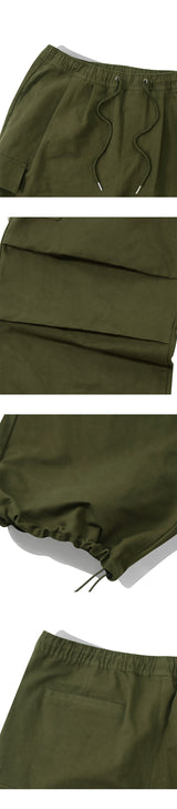 Cotton Parasuit Cargo Pants-Khaki
