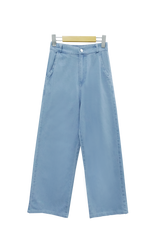 ハウス 夏 バンディング ライトブルー ミドルブルー ワイド デニム パンツ(2color) / Haus Summer Banding Light Blue Medium Blue Wide Denim Pants (2 colors)