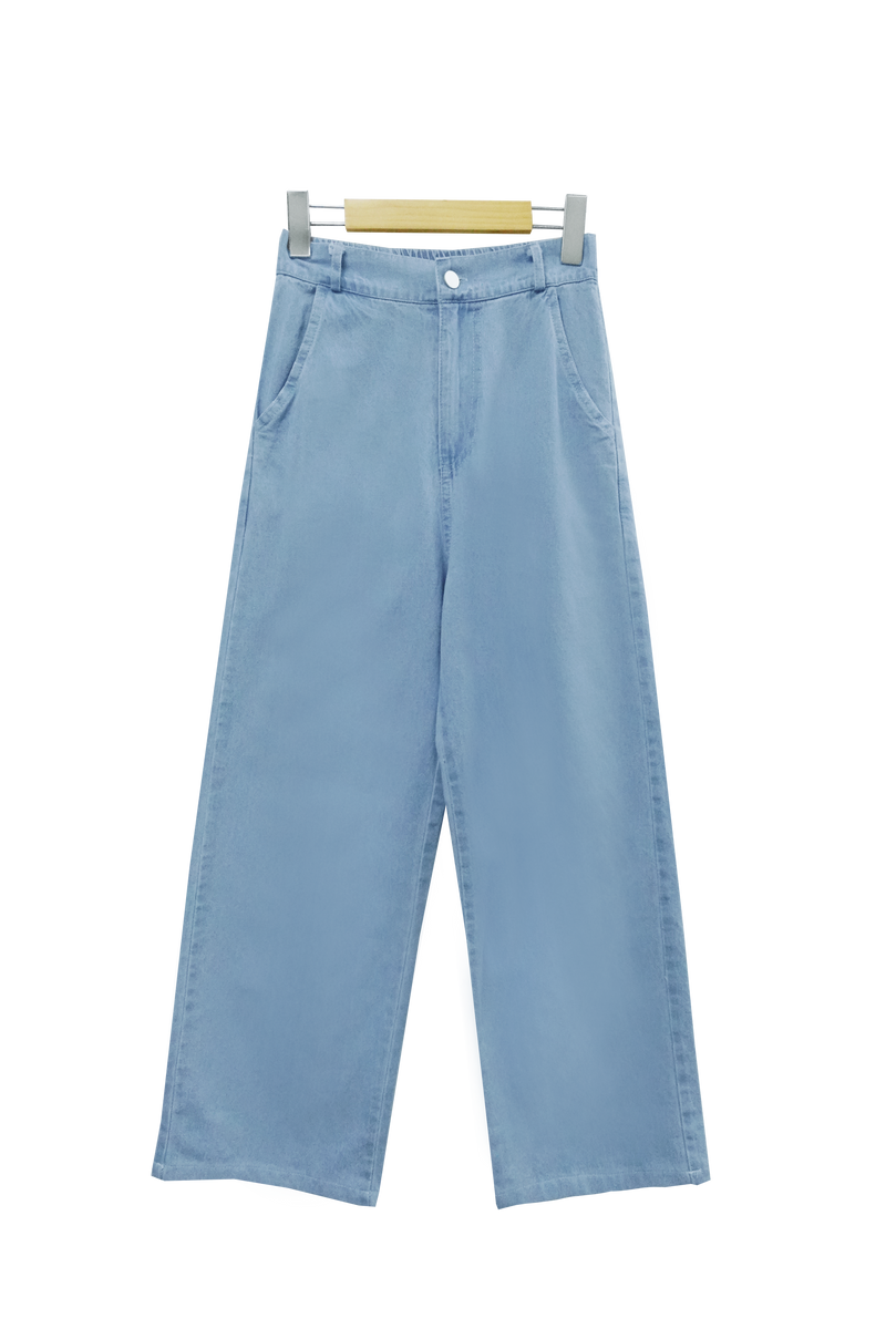 Howz Summer Banding Light Blue Medium Blue Wide Denim Pants (2 colors)