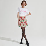 Rose pattern Mini Skirt [Beige] (6679675207798)