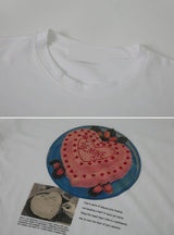 ケーキプリント半袖Tシャツ (2color)