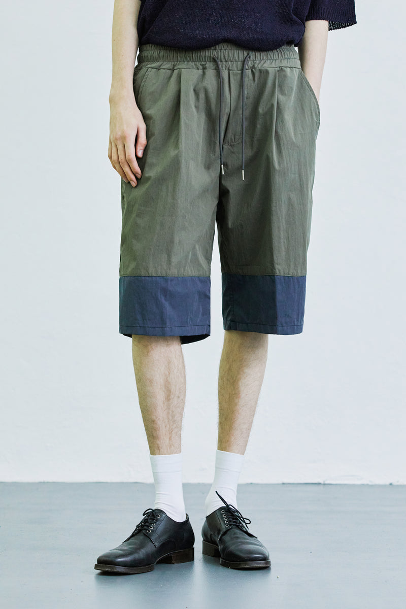 カラーブロックバンディングハーフナイロンパンツ / color block banding half nylon pants khaki