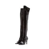 サイハイオープントゥヒールブーツ / Thigh High Open Toe Heel Boots(Glossy Black)