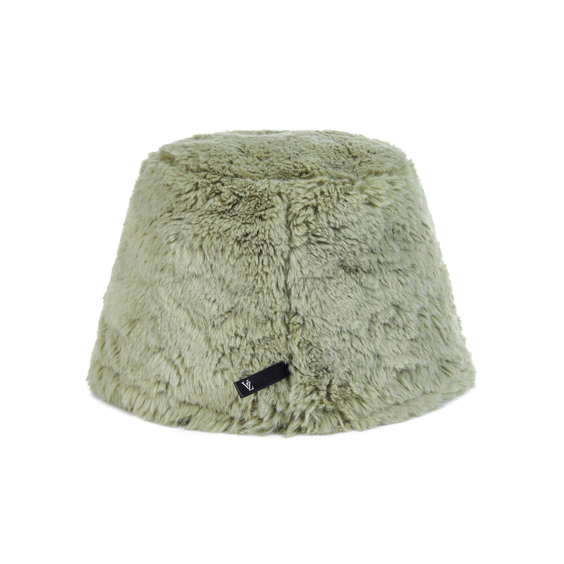 ファーロングラベルソリッドドロップバケットハット/Fur Long Label Solid Drop Bucket Hat Lightkhaki