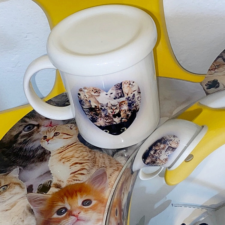 Heart cat mug (navy&orange)