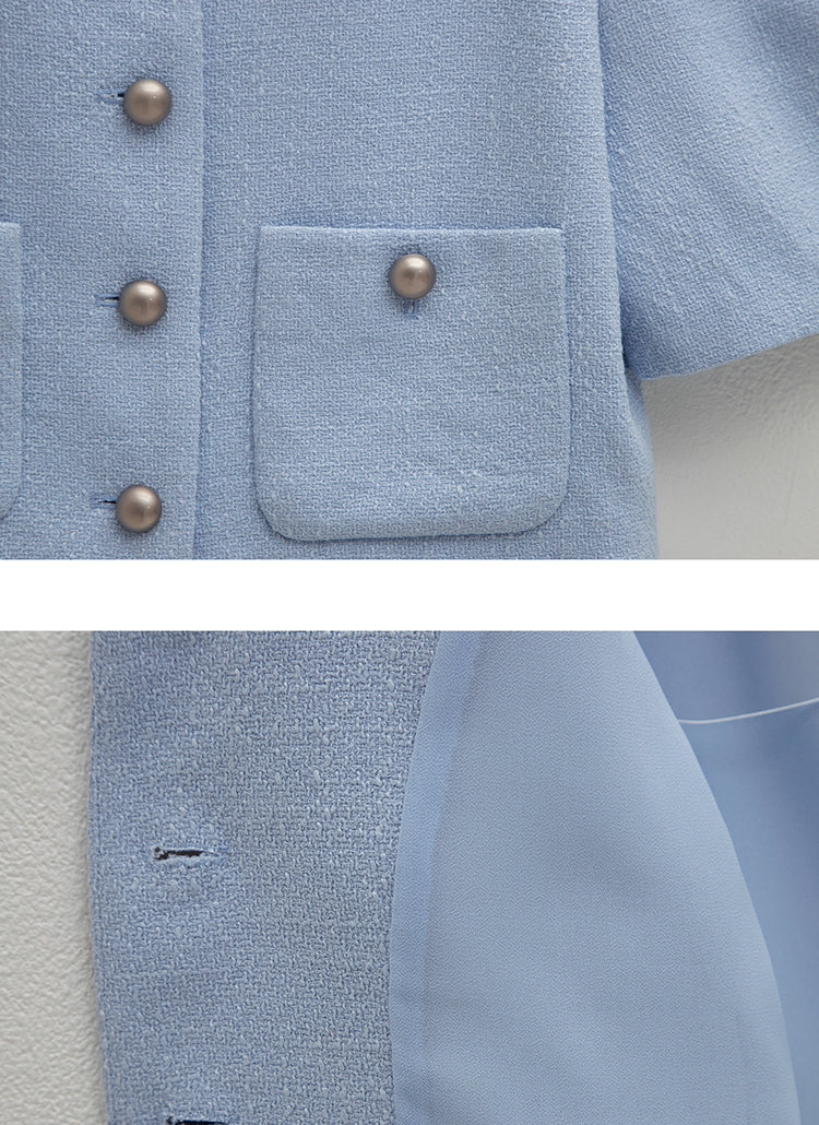 ボリュームスリーブツイードクロップドジャケット / (JK-2827) Volume Sleeve Tweed Cropped Jacket