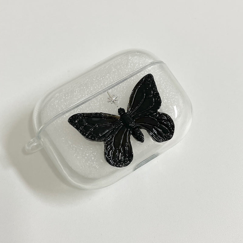 Black butterfly Resin AirPods Case (TPU) (6632713224310)