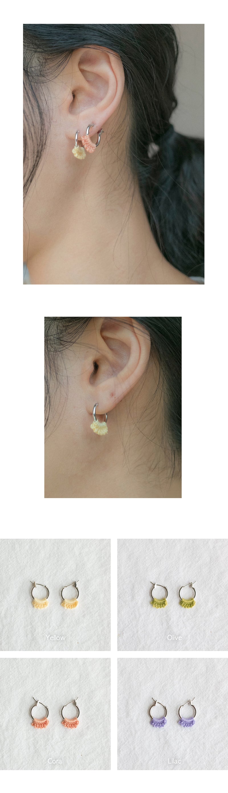 Pastel knit lace mini earring (6595727753334)