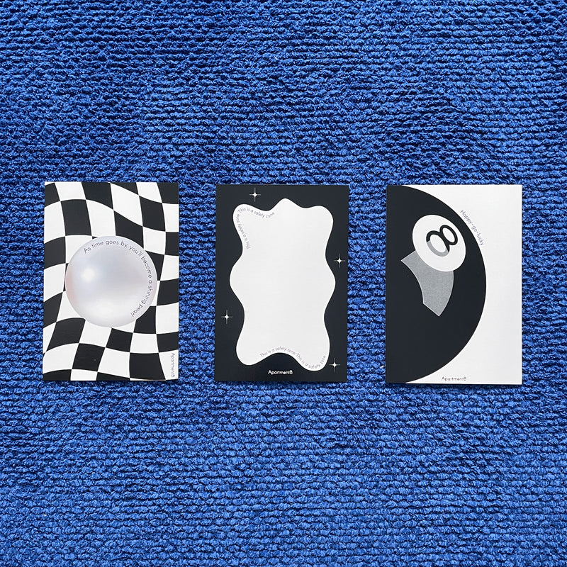 Black and white interior postcards_Pearl on checkerboard (6682577109110)