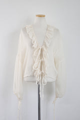 SEE-THROUGH FRILL STRAP CARDIGAN(BEIGE, BLACK 2COLORS!) (6556252897398)