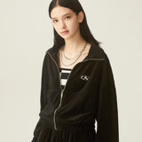 OSロゴベロアクロップジップアップ / OS LOGO VELOUR CROP ZIP-UP - 4COLOR