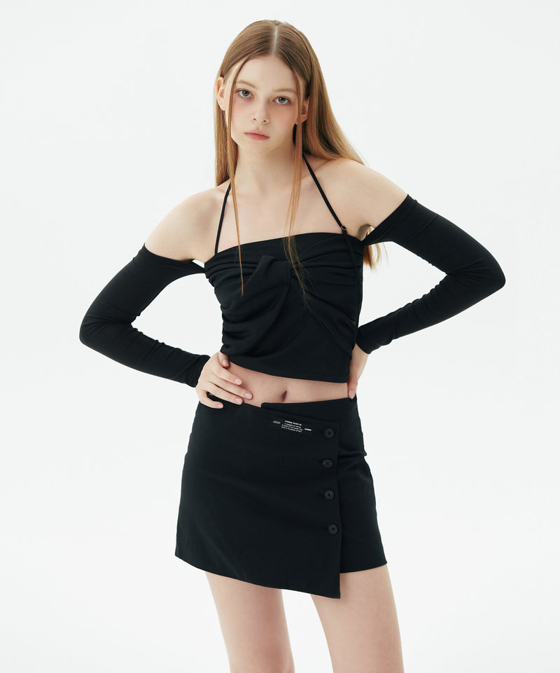 Slant Mini Skirt, Black