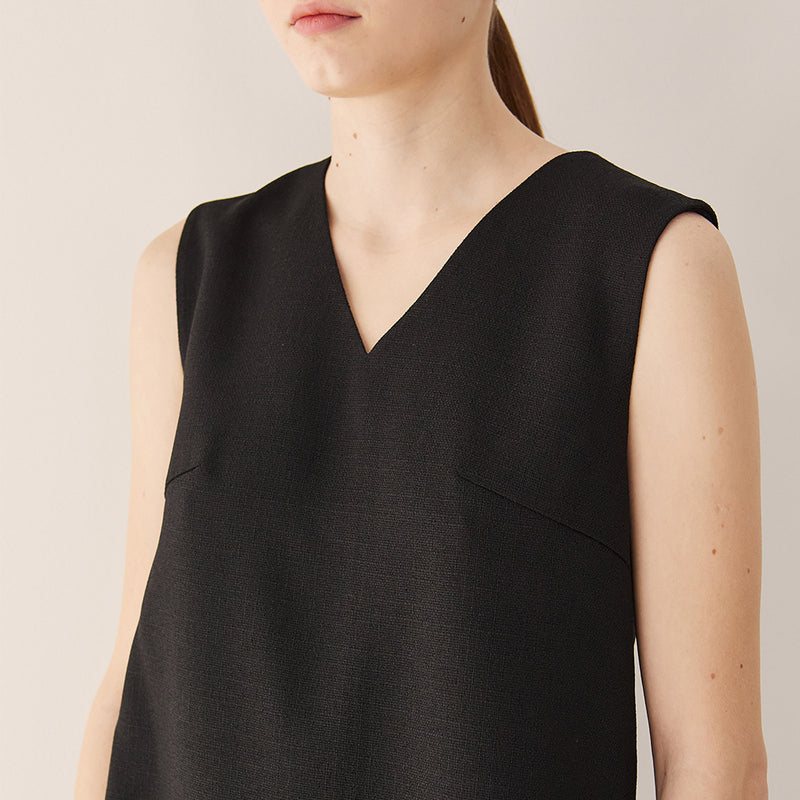 Vネックミニマルミニドレス/V-neck minimal mini dress_black