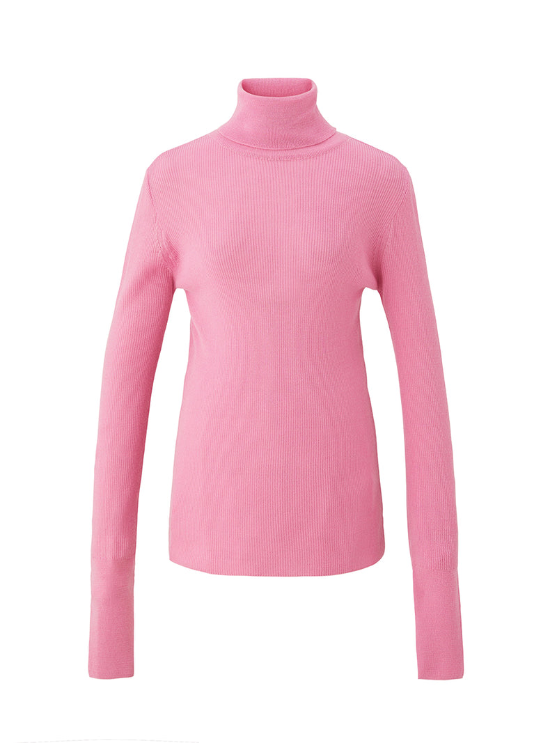 メリノウール16ガゼ プルオーバーニット/Merino wool 16gaze pullover knitwear - Cherry pink