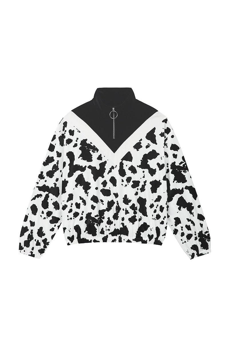 0 3 black cow velvet zip-up top (4641550663798)
