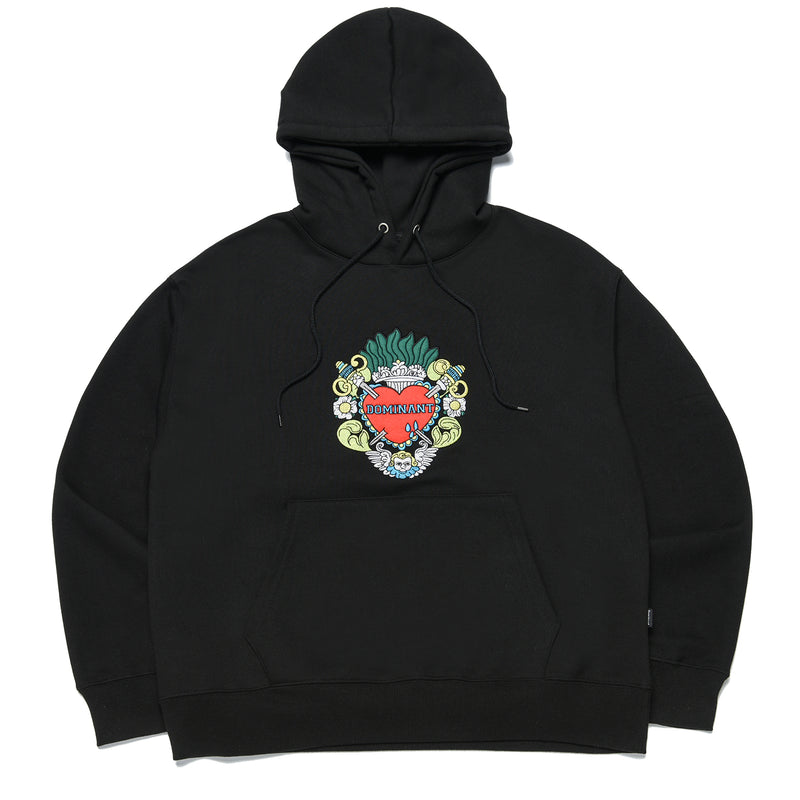 Angel embroidered heavy fleece hoodie_BLACK (4594043519094)