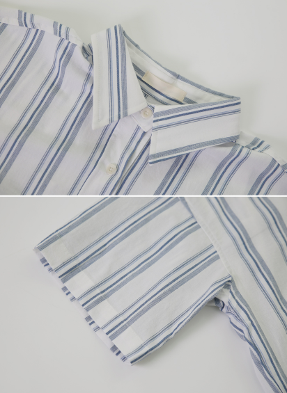 カジュアルストライプ半袖シャツ (2color)