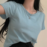 デイリーラベルセミクロップショートスリーブTシャツ/[Bellide made] Daily Label Semi-Crop Short Sleeve T-shirt