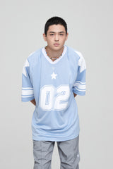 フットボールスタージャージオーバーサイズTシャツ / FOOTBALL STAR JERSEY OVERSIZED T-SHIRT PALE BLUE