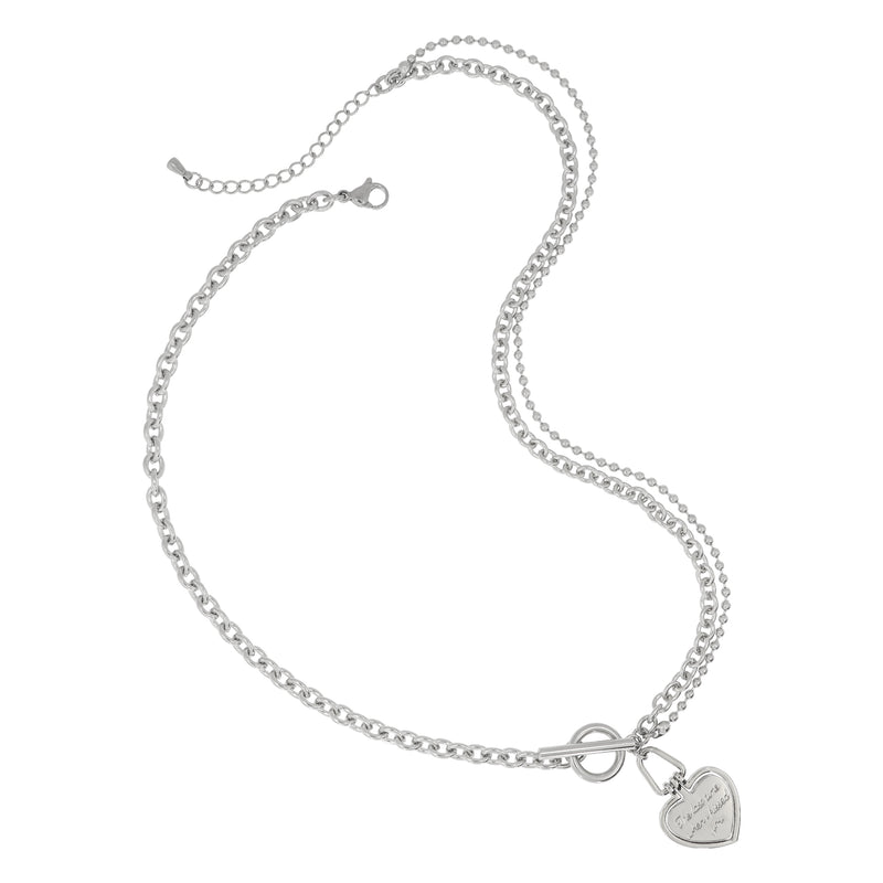 ダブルハートトグルバーネックレス / Double Heart Toggle Bar Necklace