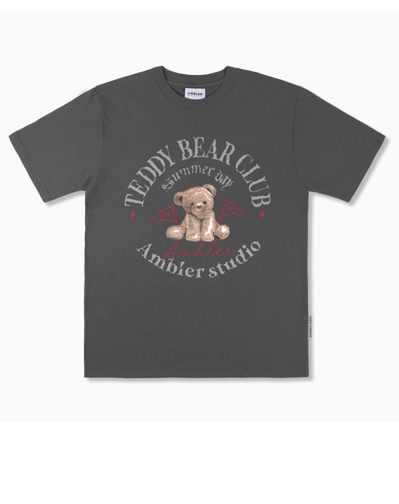 AMBLER 男女共用 TEDDY BEAR CLUB オーバーフィット 半袖 Tシャツ AS1028