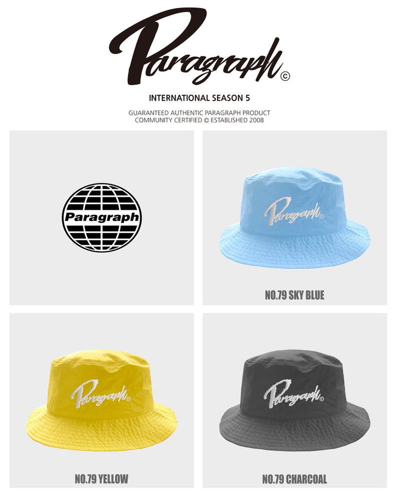 paragraph New cursive embroidery bucket hat 3color (6585430704246)