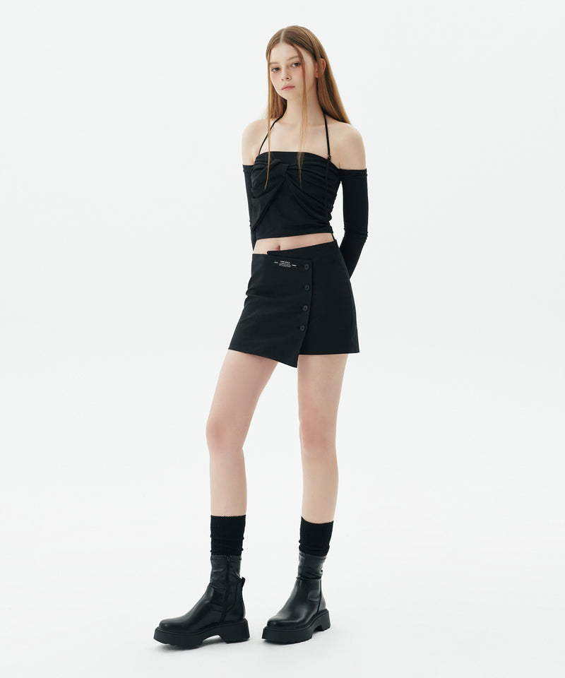Slant Mini Skirt, Black