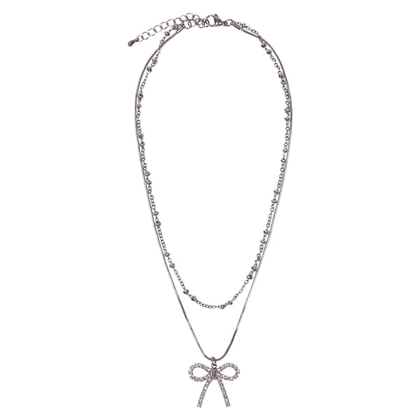CH RIBBON NECKLACE (SILVER)