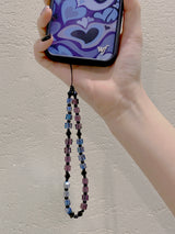 ブルーパープルクリスタル フォンストラップ/N_Deep Blue Purple Crystal Phone Strap