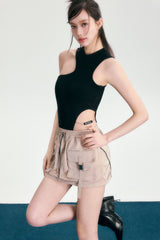 nylon cargo mini skirt (beige)
