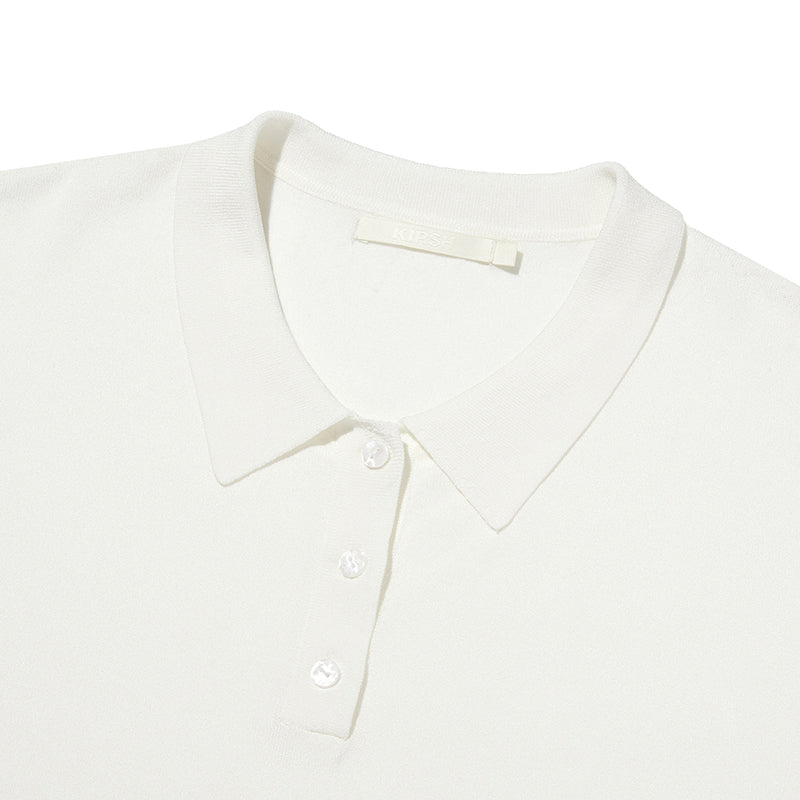 COLLECTION COLLAR SHORT SLEEVE KNIT [WHITE]