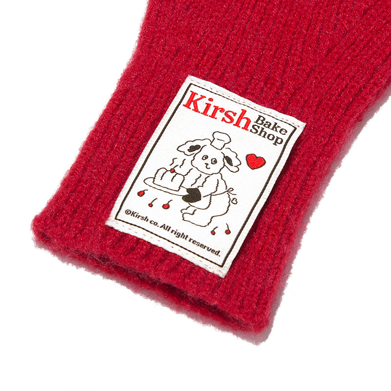 CHERRY HOLIDAY KNIT FINGER HOLE GLOVES [RED]