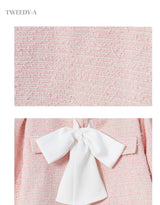 Rose White Ribbon Strap Tweed Jacket