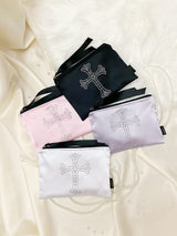 スパークリングキュービックサテンジップポーチ (M) / Sparkling Cubic Satin Zip-pouch (M/4color)