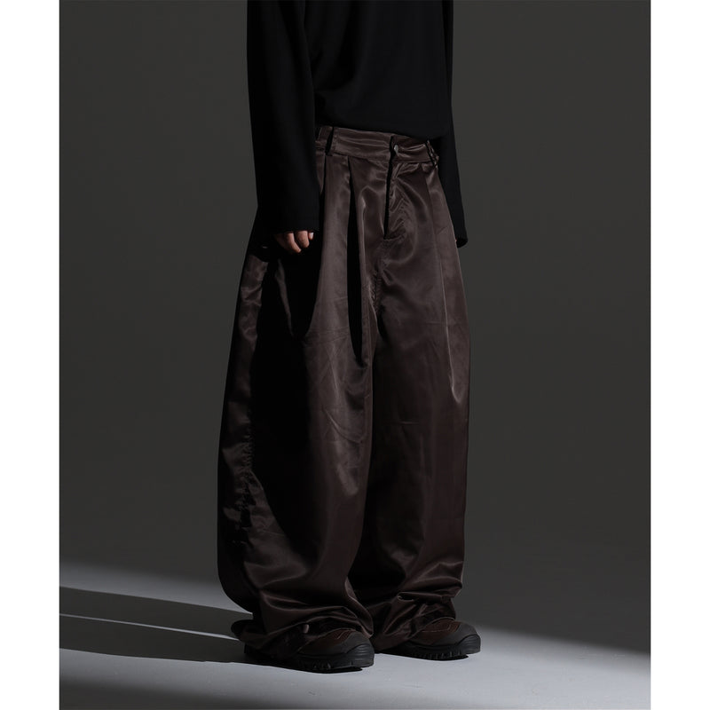 サテンナイロンワイドパンツ / DP-078 (satin nylon wide pants brown )