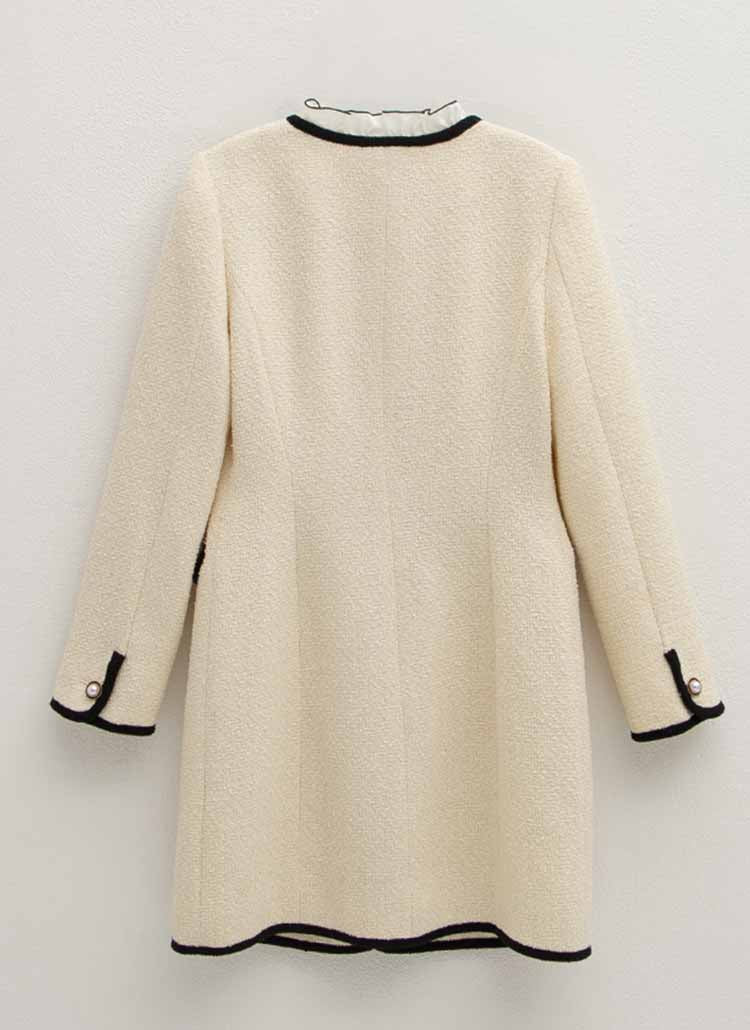ウールブレンドフリルネックツイードワンピースS/(OP-6025) Wool Blend Frill Neck Tweed Dress S