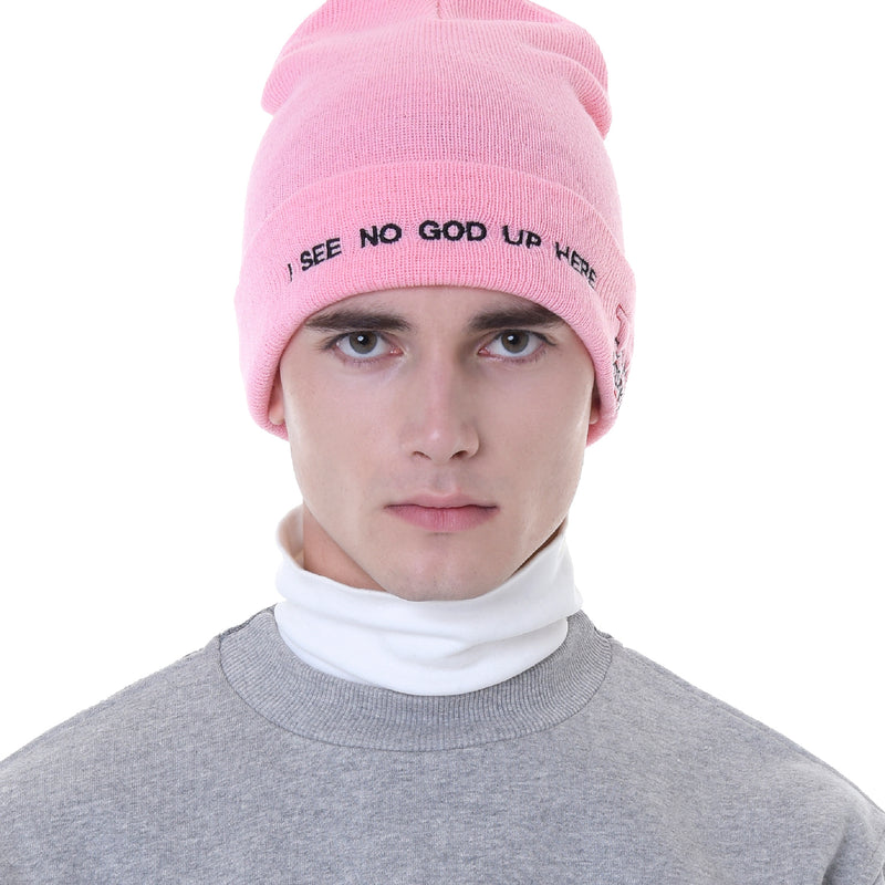 [UNISEX] RIBBED-KNIT BEANIE (Pink) (6655669010550)