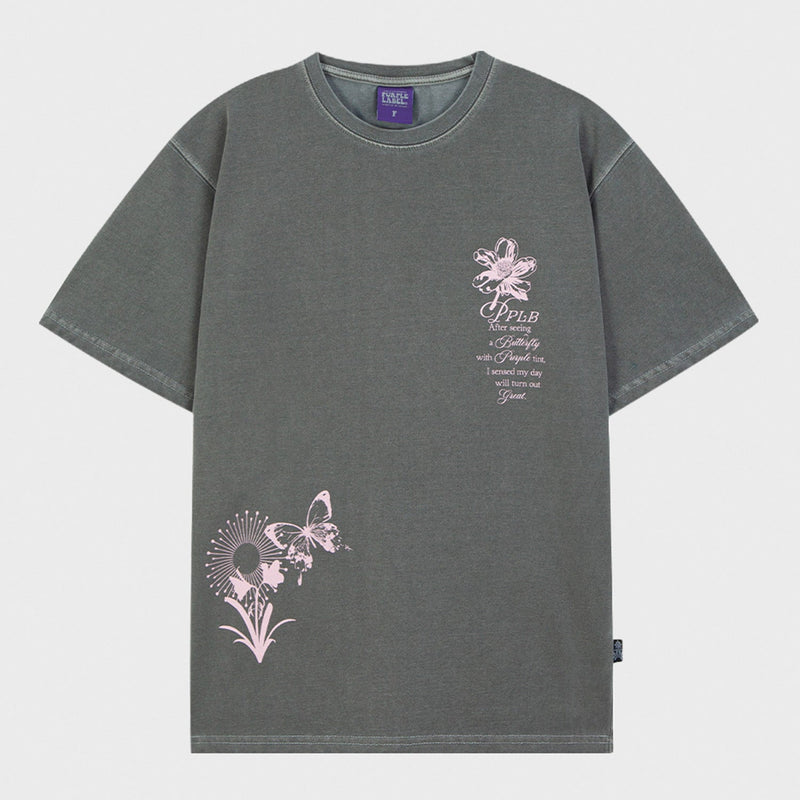 ピグメントフラワーオーバーフィットTシャツ / pigment flower ovre-fit tee (PT0076)