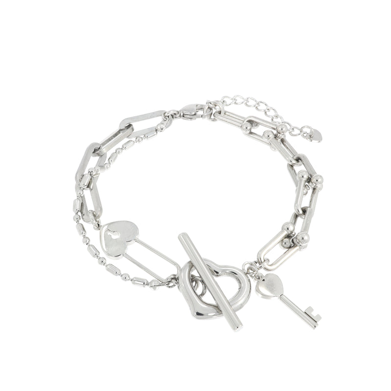 ハートトグルバーキーブレスレット/Heart Toggle Bar Key Bracelet