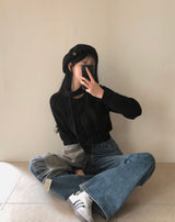 [BELLIDE MADE]Moment rag and raglan cropped knitwear