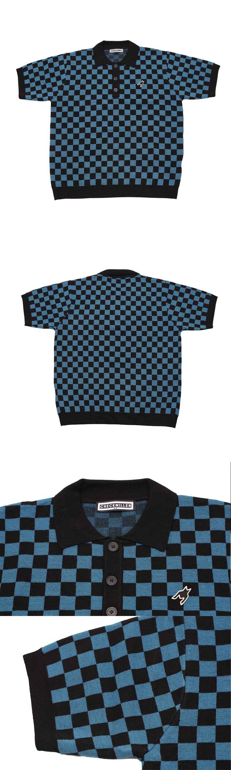 チェッカーボードハーフシャツ / Checker Board HALF SHIRT (Blue)